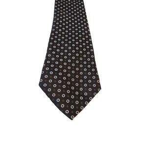 George Luxury 100% Silk‎ Black Circle Polka Dot Neck Tie Business Church Wedding